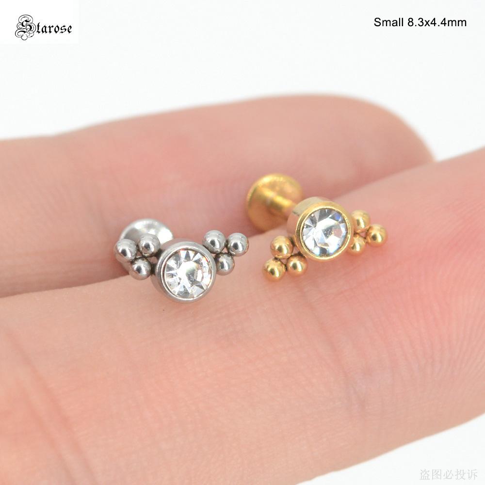 1Pc 1.2x6/8mm G23 Titanium Base Stainless Steel Studs Lip Labret Piercing Nose Helix Piercing Conch Tragus Earrings Flat End