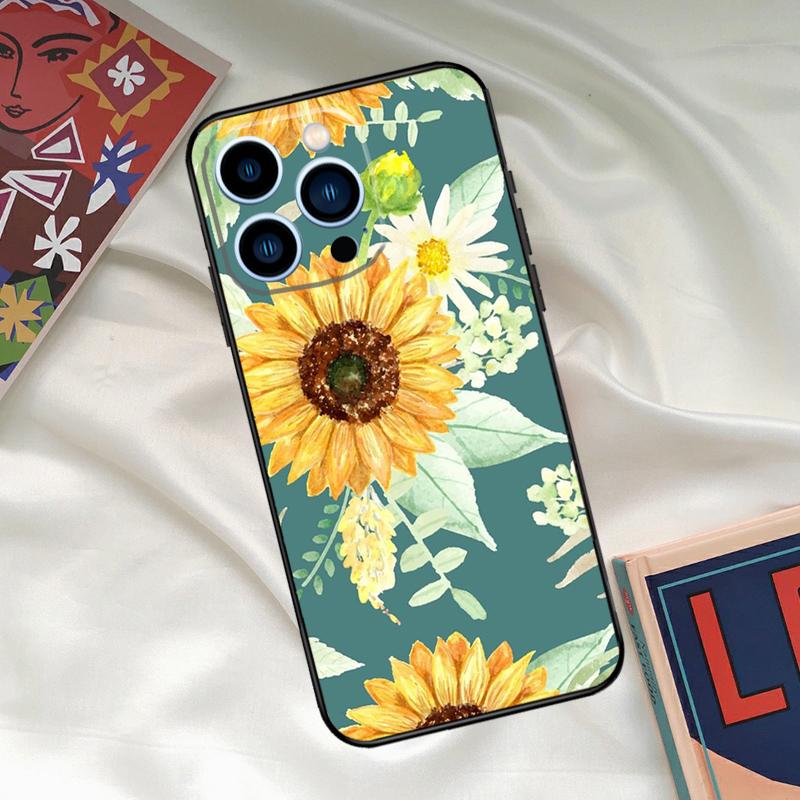 Summer Daisy Sunflower Floral Phone Case For iPhone 16 15 14 12 11 13 17 Pro Max 15 16 Plus 13 Mini 16e 17 Air Funda Cover