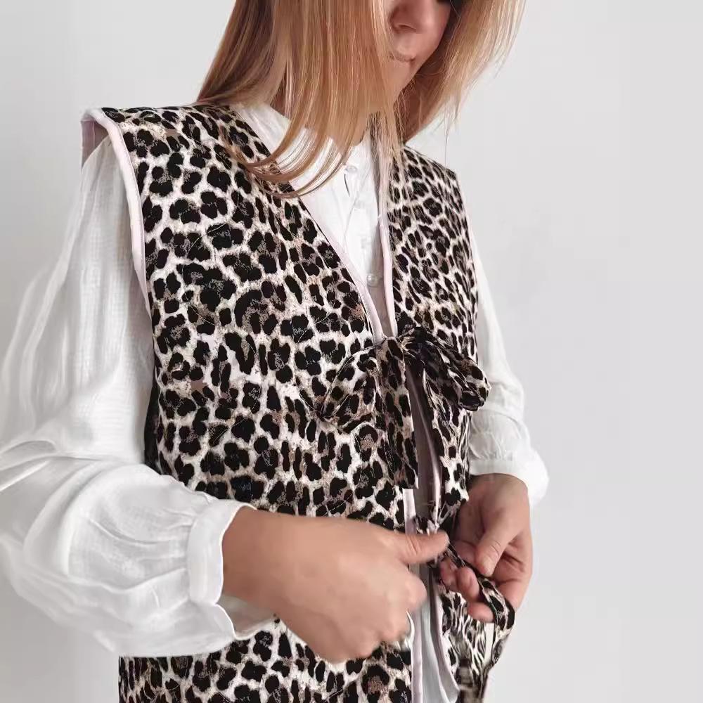 Frühlingsmode 2024: Europäischer & Amerikanischer Stil Slim Tierdruck Schnürweste für Damen