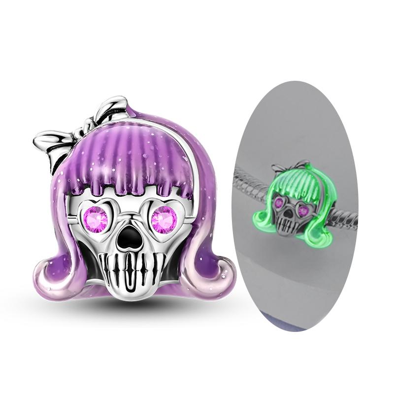 Original Copper Halloween Charm Bead Pendant Skeleton Witch Bat Pumpkin Charm Fit Bracelet Halloween Jewelry Gift