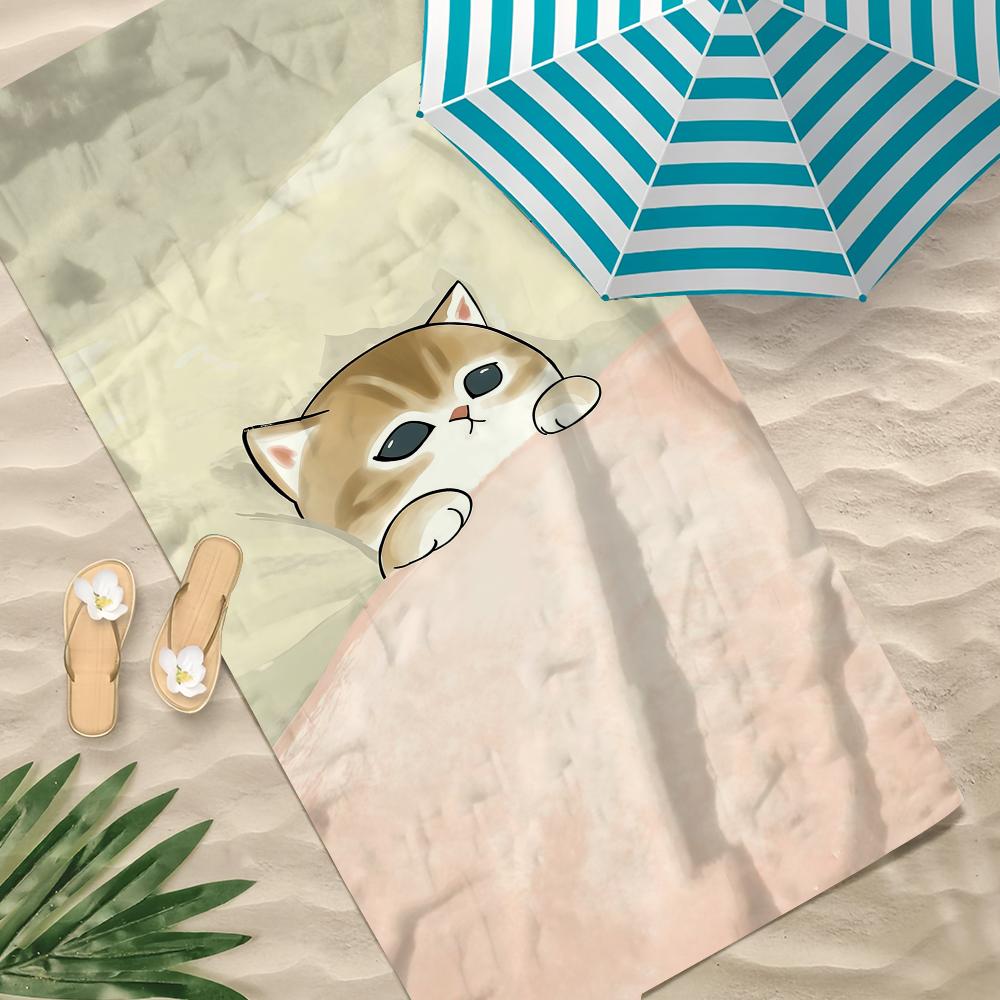 Kawaii Towel Beach Towel Cartoon Oversized Quick M-Mofusand Kitten Dry Towel Absorbent Cat Soft Swim BeachTowels for Men Women