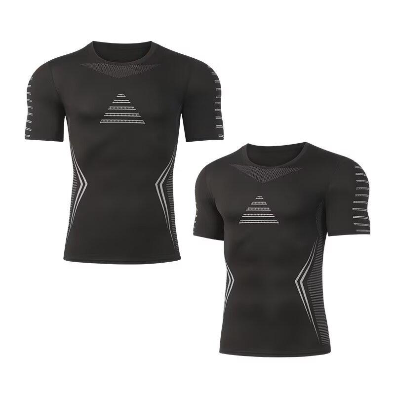 

Men s Quick-Dry Tight Compression Sports Bodysuit - Breathable, Sweat-Wicking, Short/Long Sleeve for Running & Basketball. XXXL чорний