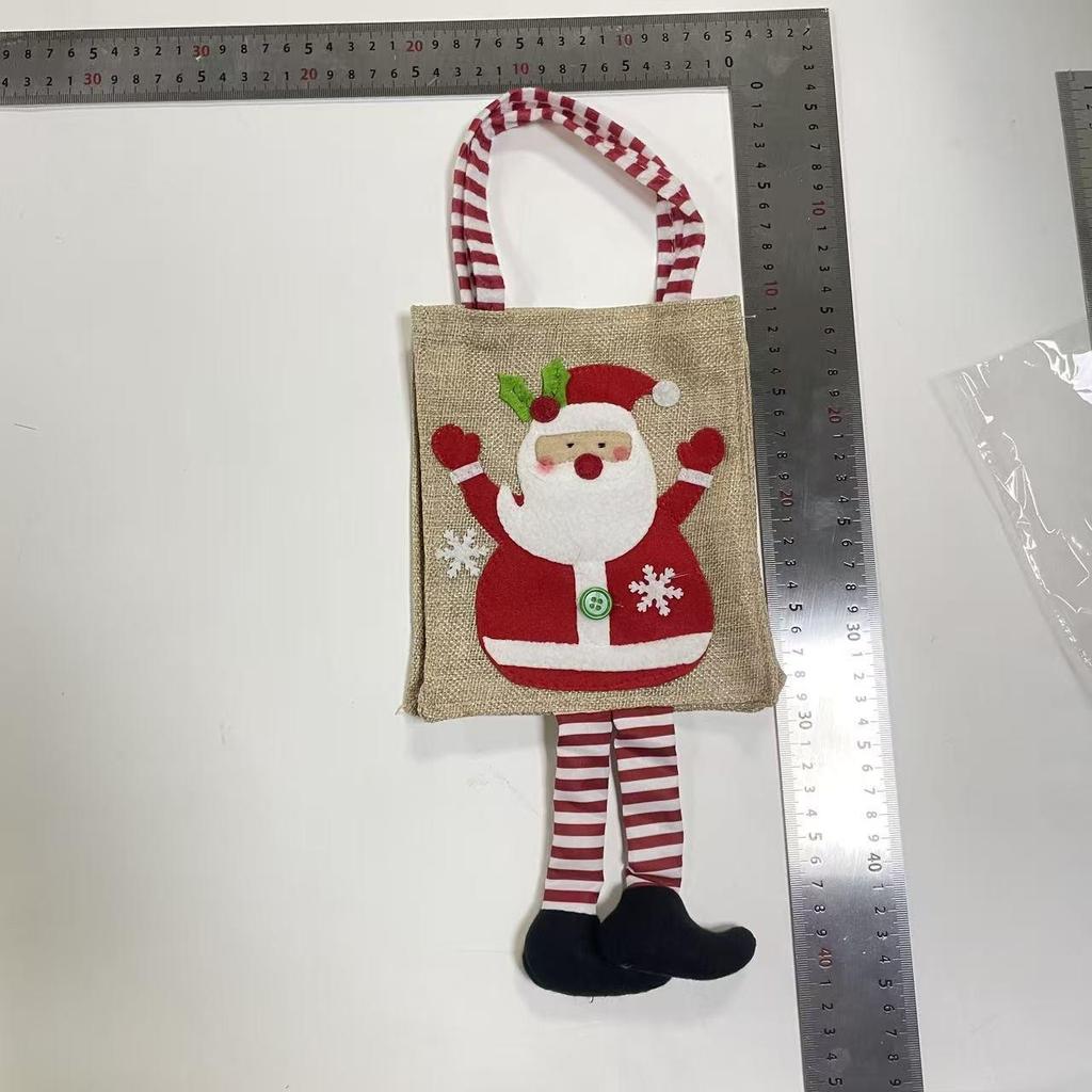 Jinmingguan Creative Burlap Christmas Tote Bag with Feet for Candy Gifts