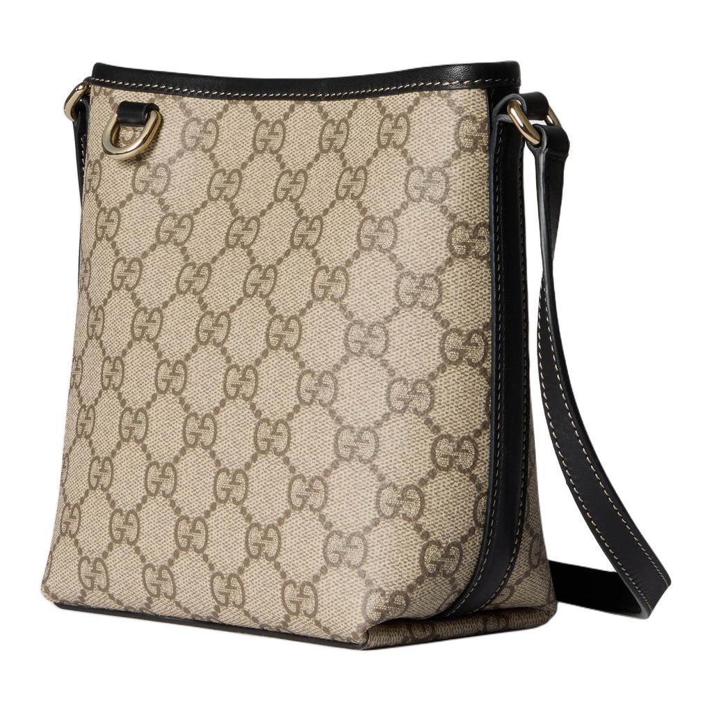 Gucci GG Emblem Logo Decorated Gold Hardware Coated Fabric Bucket Bag Shoulder Bag Mini Women bags Beige Black 847090-FAEUC-9741