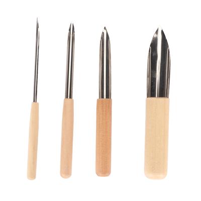 4 stücke Carving Werkzeuge Leder Rand Schäl Beveler Werkzeug Set Holzgriff Schäl Abschrägung Messer für