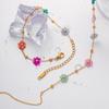  Fashion Cute Colorful Resin Daisy Floral Design Jewelry Stainless Steel Chain Necklace Bracelet Women Daily Wearing