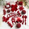 Christmas Red Flocking Bow Wreath Bell Christmas Tree Snowfall Elk Pendant Hanging Ornament Navidad 2025 Noel Home Party Decor