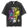 Vintage Washed TShirt Men Summer Hip Hop Streetwear T-shirt JoJo Bizarre Adventure Anime Print Cotton Casual Short Sleeve T-shirt Daily Wear Cool Top