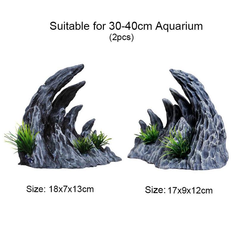 Resin Aquarium Decoration Fish Tank  Simulated Canyon Ornament Acuario Rocks for Aquarium Fish Decor 2pcs