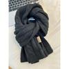 Whitening Avocado Green Twist Scarf for Women Korean Versatile Solid Color Wool Blend Warm Scarf Winter Couple Style