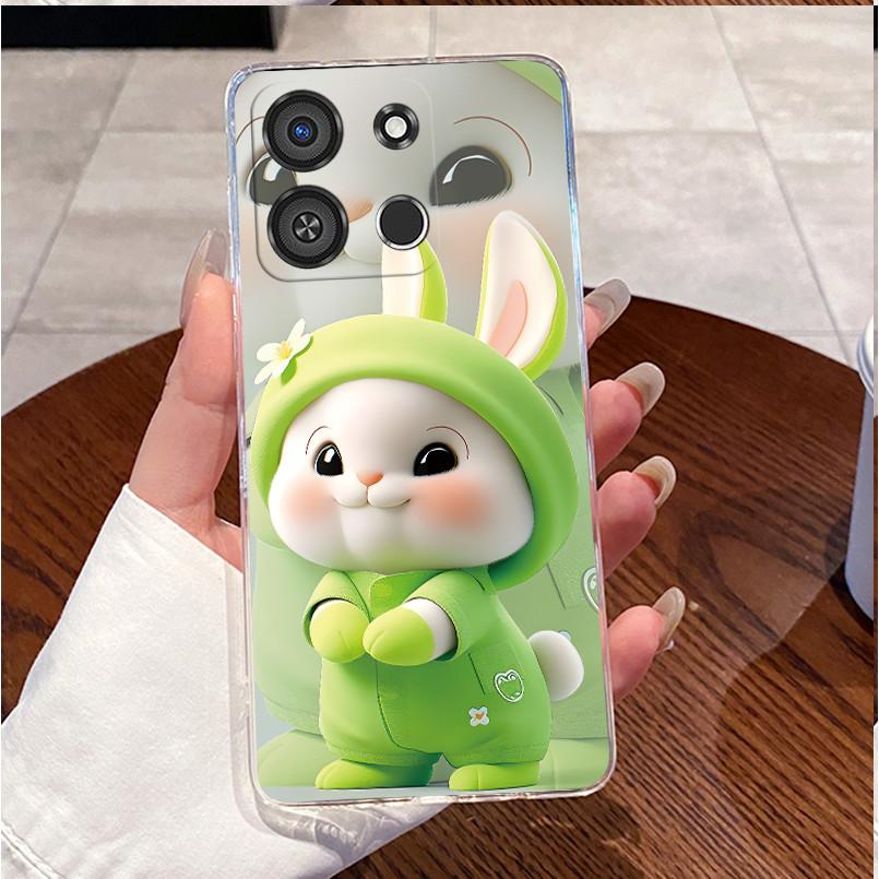 For Itel A05s A663LC Case Clear Luxury Cute Love Rabbit Funny Cartoon Pattern TPU Soft Silicone Phone Case Itel A05s Back Cover