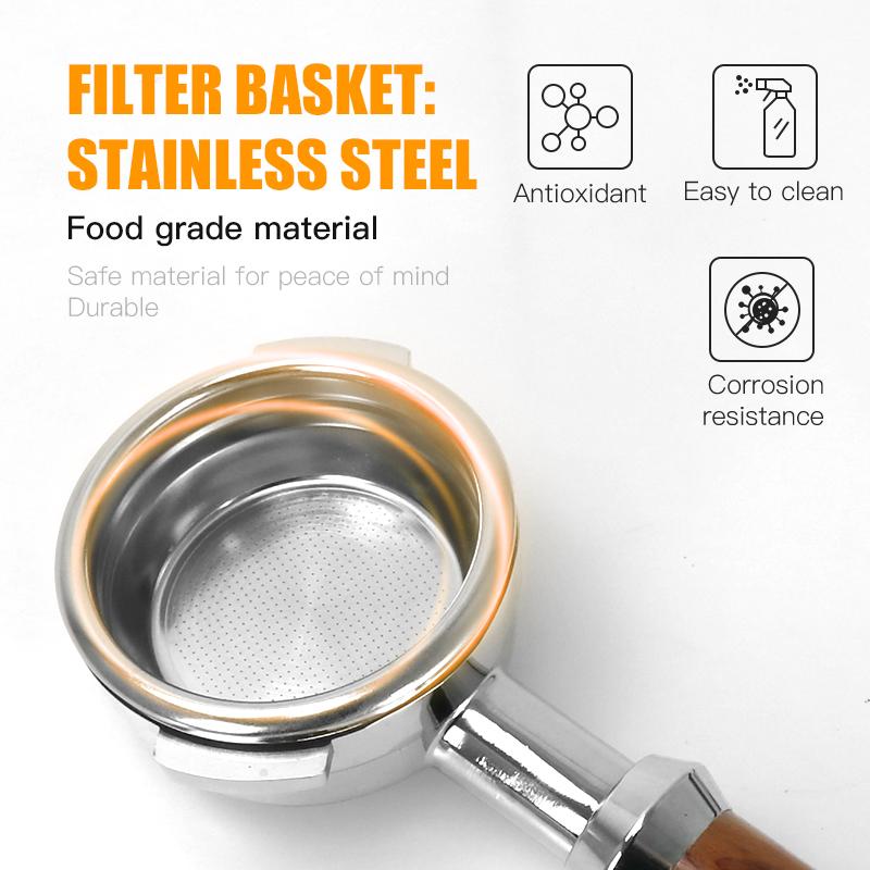 58MM bodenloser Siebträger Zwei-Ohren 2 Tassen Korb Holzgriff Für Nuova Simonelli Espressomaschine Kaffeemaschine Barista Werkzeuge