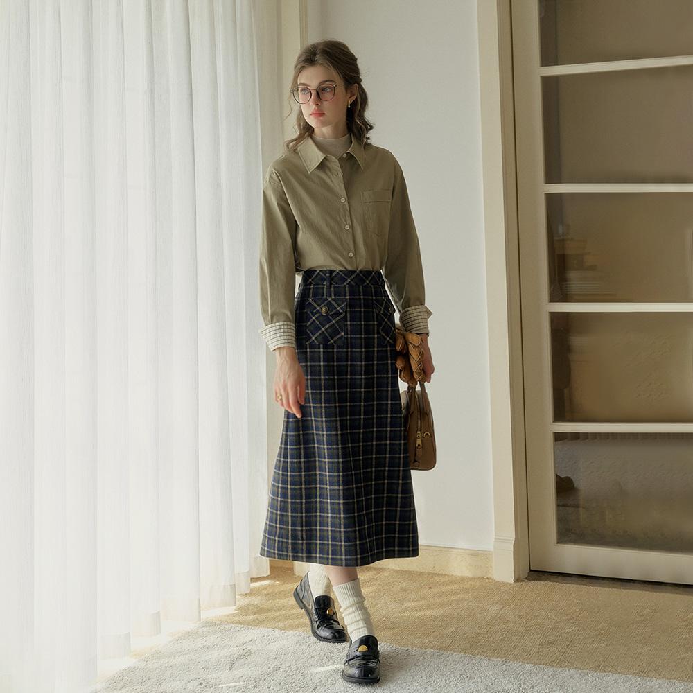 Simpeulleteulo Sr_Vintage Plaid A-Line Skirt
