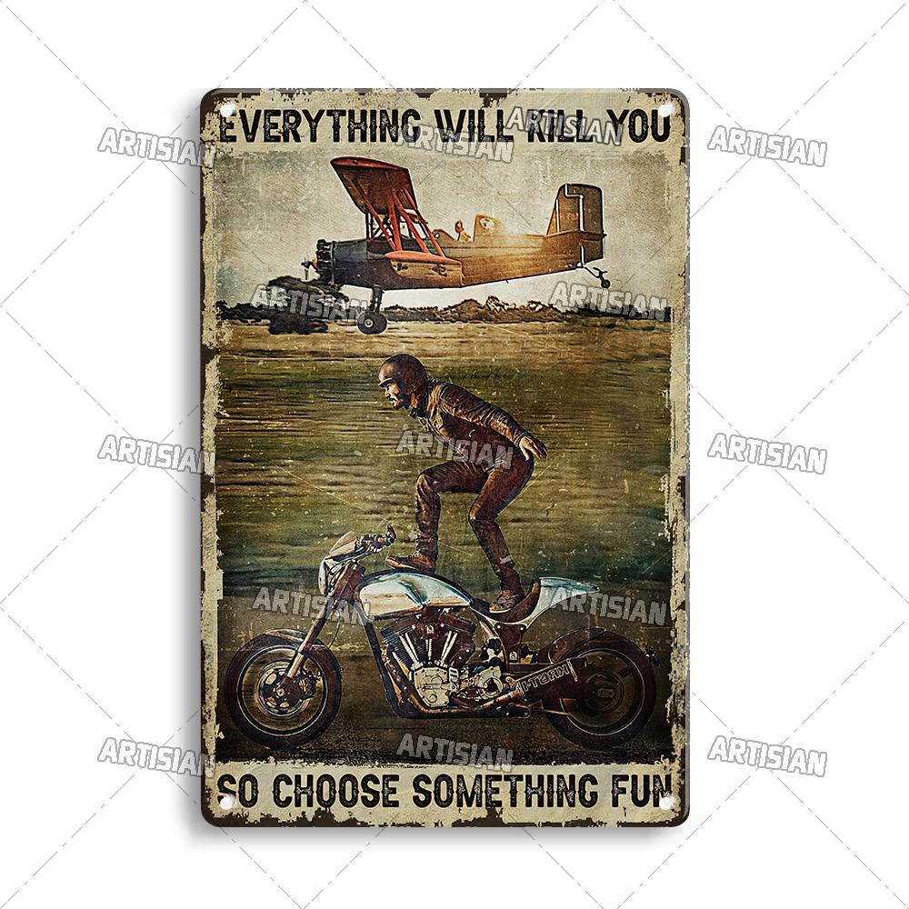 Artisian Motorcycle Metal Poster Motorbike Tin Plaque Racing Riding Decorative Plate Wall Decor Garage Bar Pub Club Hotel Cafe