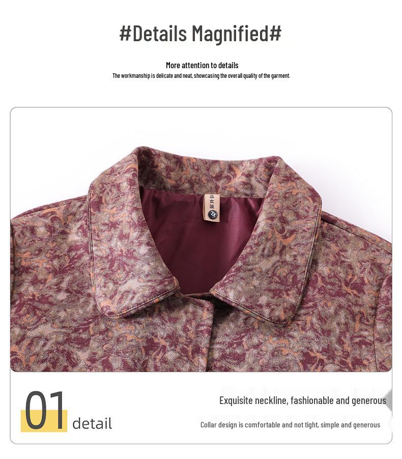 Mom's Spring Floral Cardigan: Stylish, Age-Reducing Lapel Jacket for Middle-Aged & Elderly Women - Casual Fashion Top for Spring & Autumn