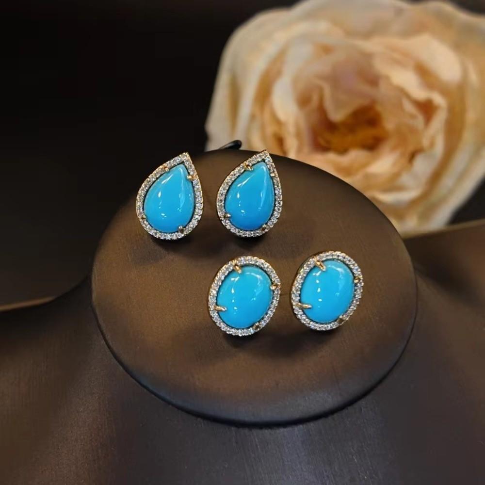 Oval Shape Stud Earrings Palace Style Oval Earrings Versatile Drop Dangle Earrings Daily Wear