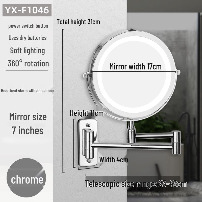 Double-Sided Retractable Wall-Mounted Vanity Mirror for Makeup and Dressing