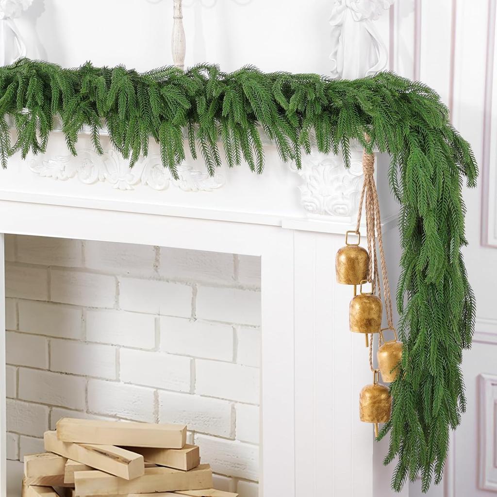 1/1.8 Meter Christmas Pine Garland for Xmas Artificial Norfolk Pine Garland for Table Wall Indoor Outdoor Christmas Decor