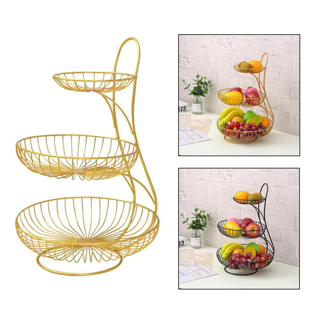 Decorative Fruit Basket Stand Metal Wire Bread Holder Rack Storage Kitchen
