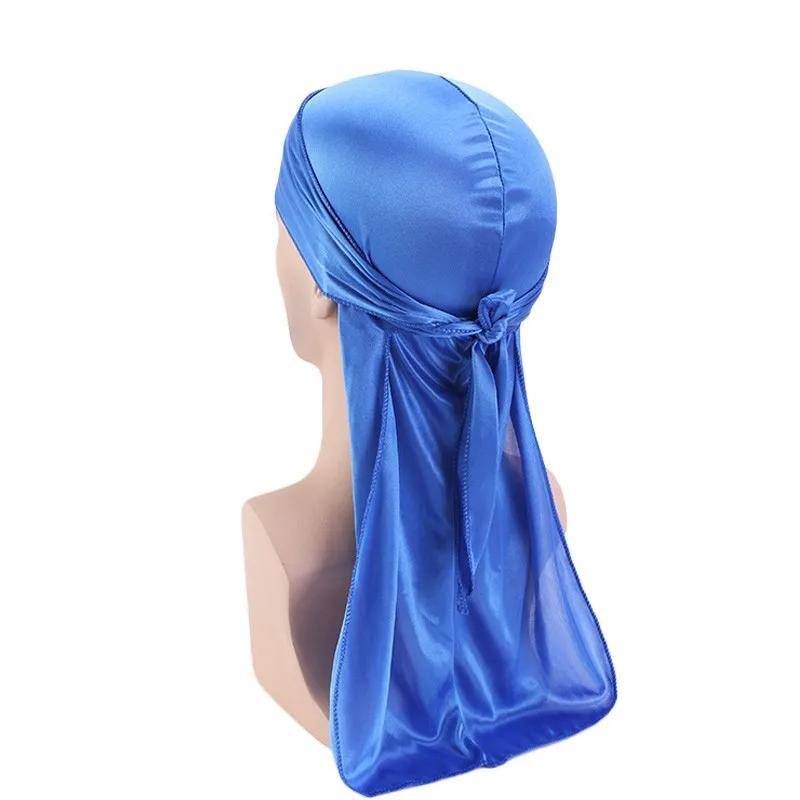 Unisex Adult Satin Long Tail Doo Rag Durag Bandanas Cap Pirate Hat Turban Men Hip Hop Headband Biker Headwrap Women Headwear