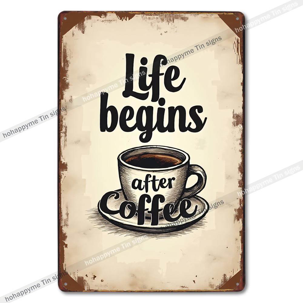 Vintage Coffee Metal Tin Sign Cafe Wall Art Decor Living Room Home Pubs Bar Decoration
