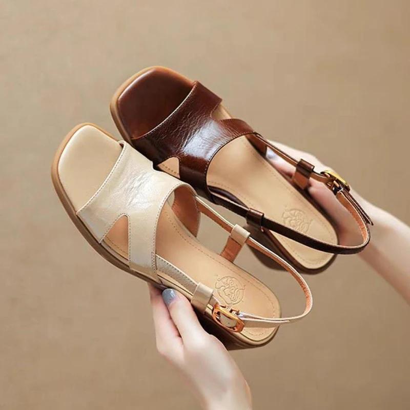 Fashion Chunky Sandals High Heels Women Shoes Summer Dress Walking Retro Slippers 2024 Fashion New Slingback Pumps Mujer Zapatos Slides