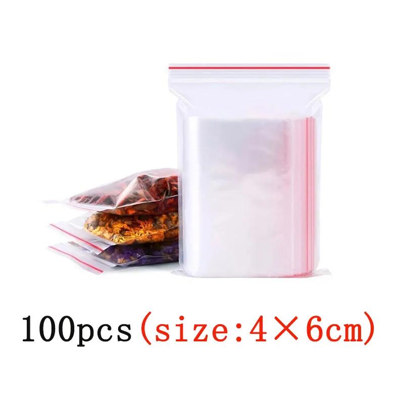 

100/200/300PcsThicken Zipper Sealed Bags Clear Plastic Storage Bag for Food Packing Reclosable Zippers Sealing Pouch Wholesale