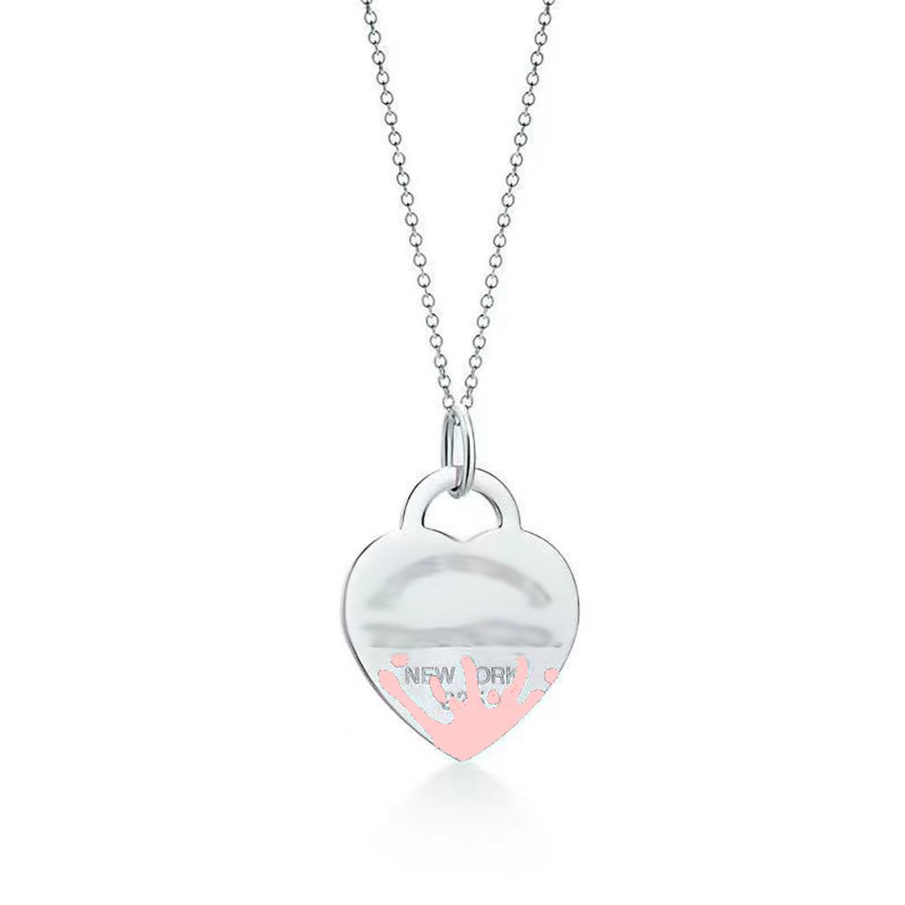 Heart-Shaped Enamel Cross Chain Necklace with Peach Heart Beads for Women - Fashionable Classic Style