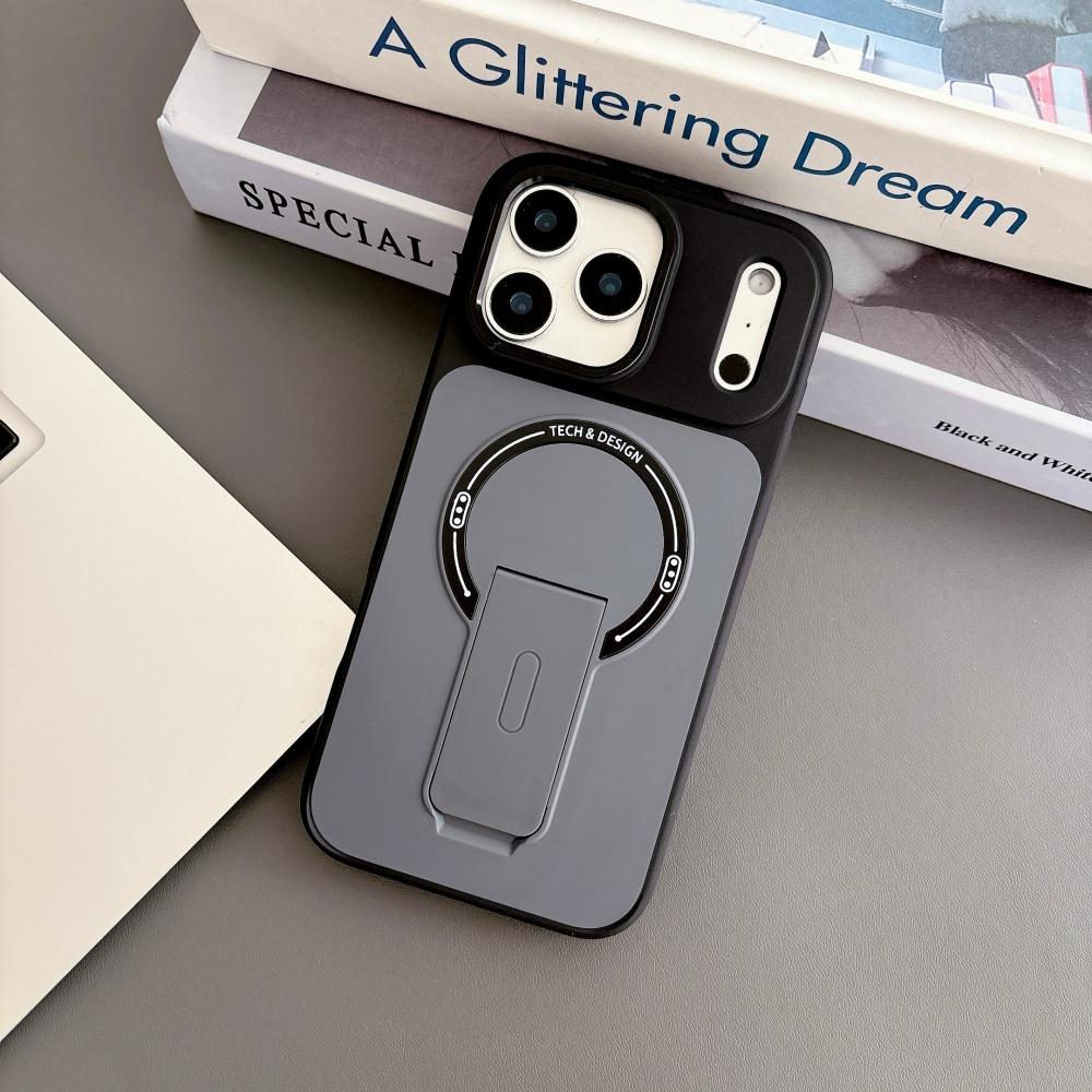 Matte Folding Bracket Magnetic Case for iPhone 17 16 15 14 13 12 Pro Max 17Pro For Magsafe Shockproof Armor Skin PC Cover