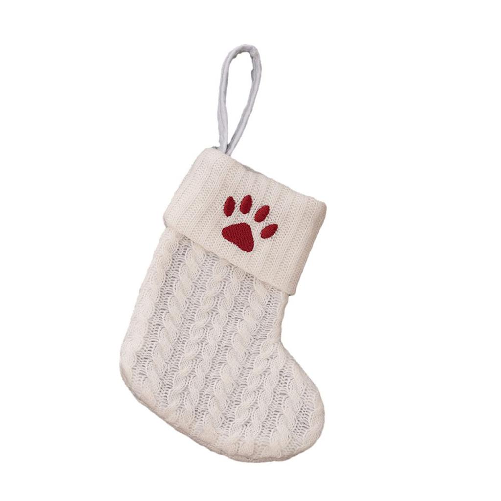 With Hanging Rope Christmas Stocking Children Candy Bag Decoration Knitted Pendant White Snowflake 20*10cm Alphabet Rattanand