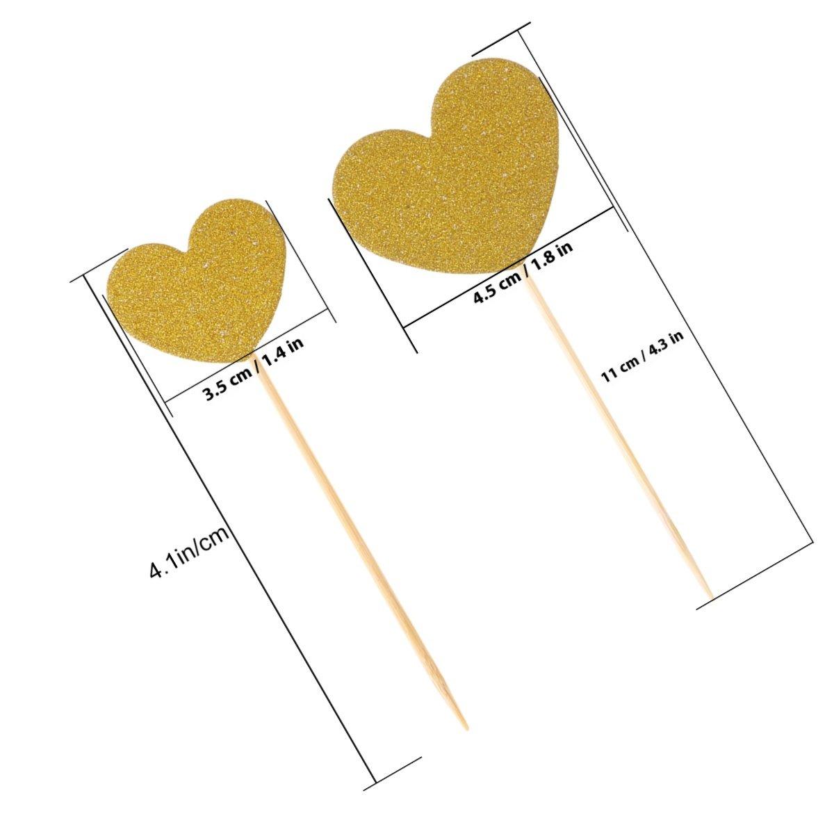 12Pcs Glitter Cake Picks Love Heart Theme Cupcake Toppers for Birthday Anniversary Wedding Party Cake Decorations Assorted золотистый
