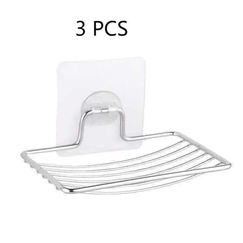 1stk-Såperol i rustfritt stål Stansefri spikerfri bad Enkeltlags dreneringsvegghengende sugersåpeboks Lett Luksushylle