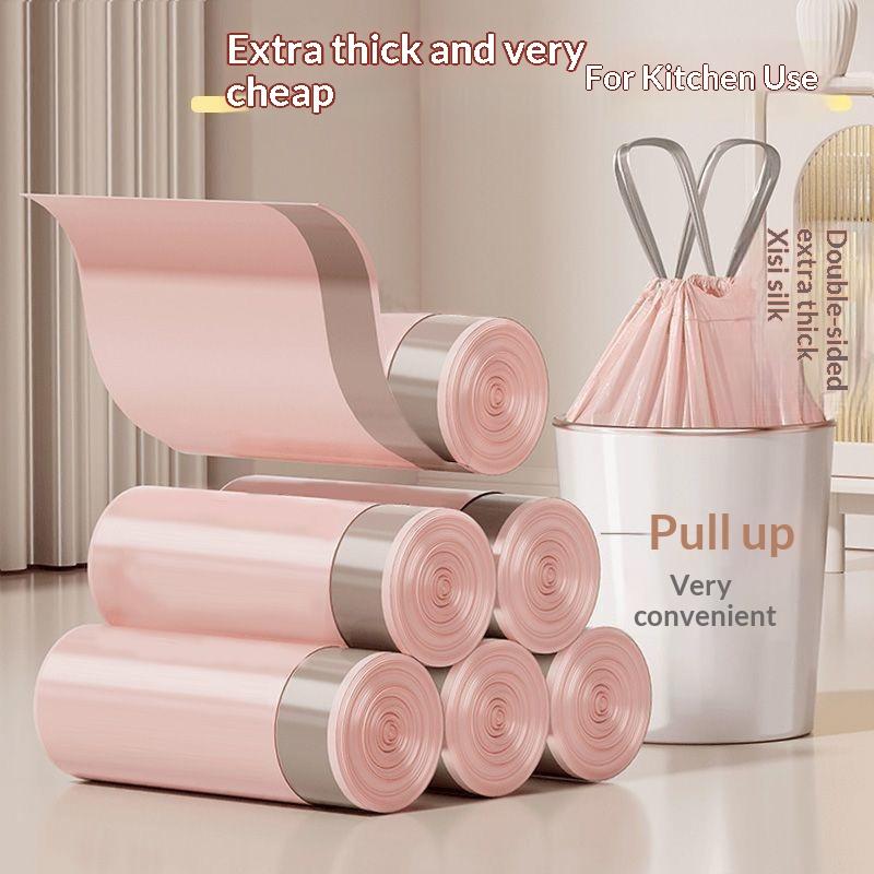 10 Rolls Purple Drawstring Trash Bags Thick Leak Proof Disposable For Kitchen Bathroom Home Trash Cans