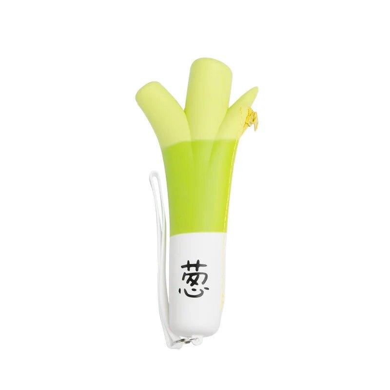 1 Pieces Cute Cartoon Kawaii Vegetables Portable Silicon Pen Pencil Bag Pocket School Stationary