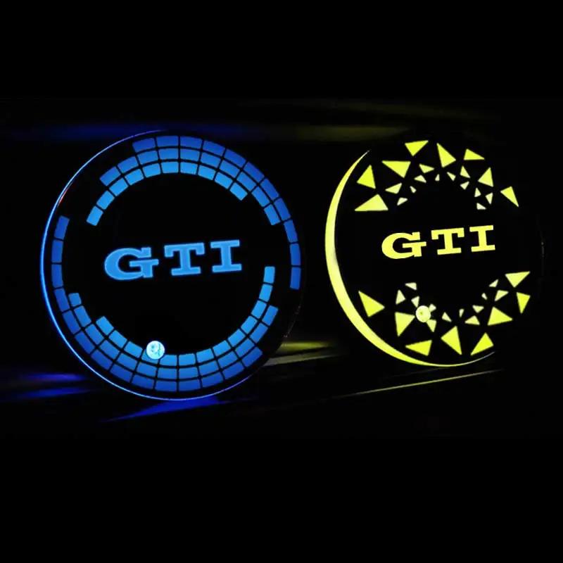 2026 Hot VOLKSWAGEN Car LED Luminous Water Cup Holder Mat For Volkswagen VW GTI Rline Golf Passat Jetta Touareg Tiguan Polo CC V