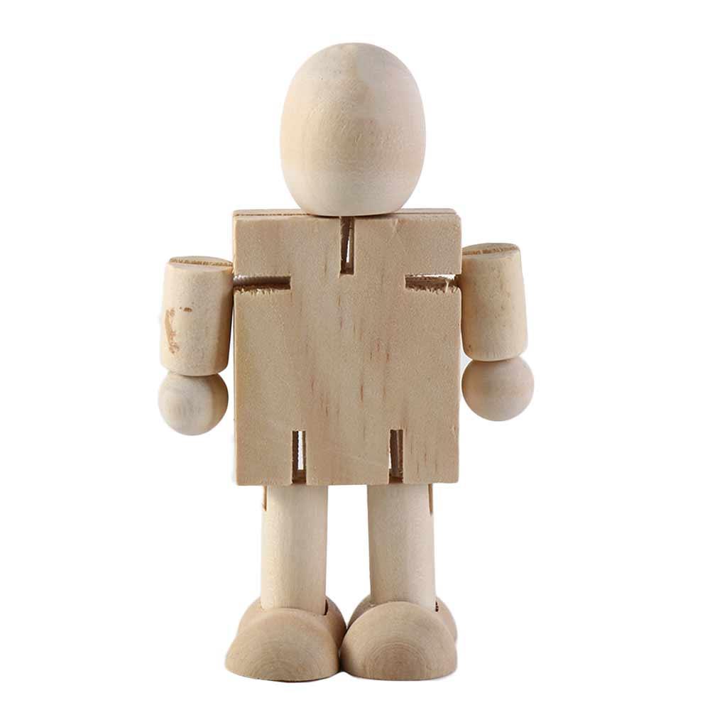 Wooden DIY White Blank Wooden Robot Doll Handicraft Toy Handicraft Toy  Toddlers Child