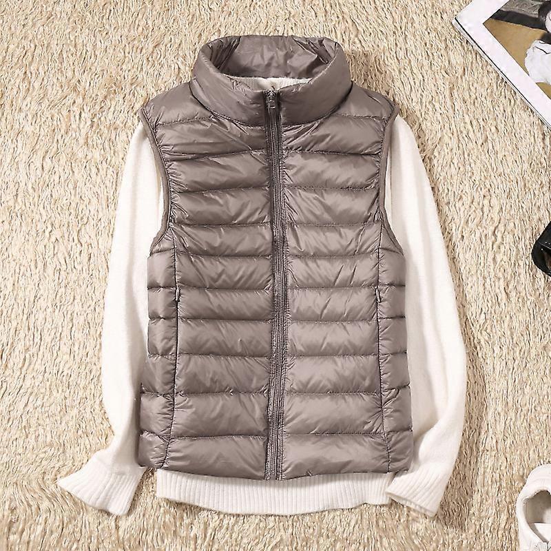 Winter Warm Vest Jacket Black Stand Collar Winter Sleeveless Vests Short Vest White Duck Down Jacket Female Waistcoat Gilet Vest