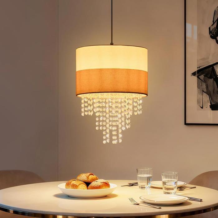 Suspension - NETTLIFE - 1 lumière - E27 - Abat-jour cristal - Hauteur réglable