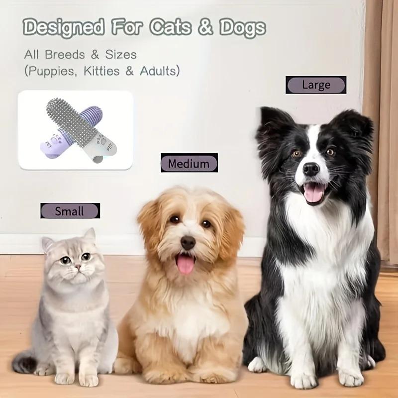 1/3pcs Dog Finger Toothbrush Silicone, Pet Dental Care Tool for Teeth Cleaning, 360 Design for Small & Large Breeds