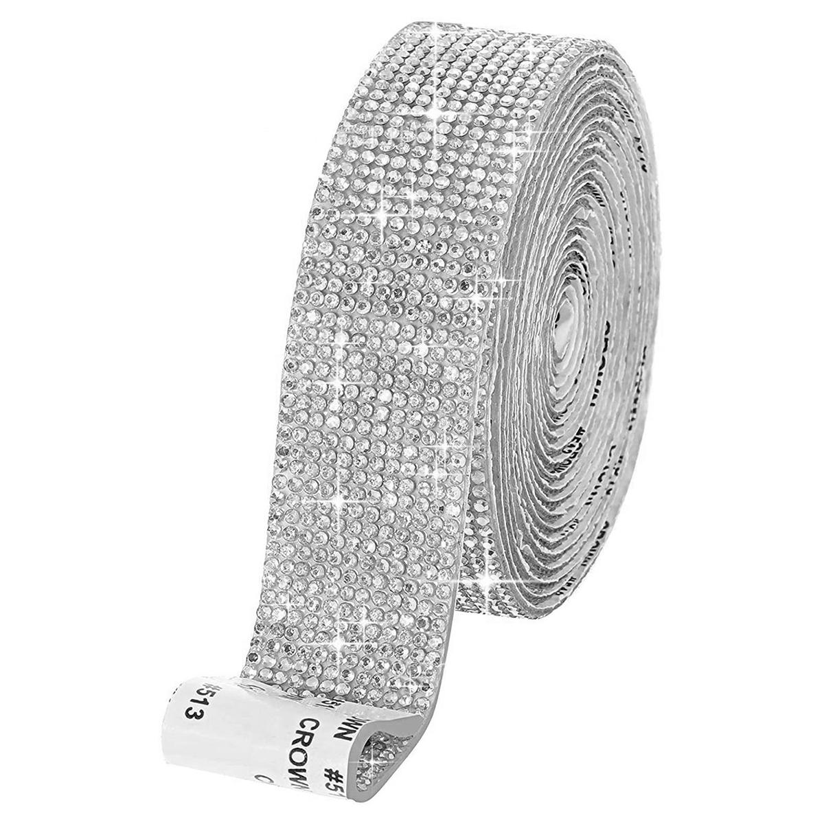 

1 Roll Self-Adhesive Crystal Rhinestone Tape 2.7cm/1 Yard Rhinestone Sticker Rhinestone Strips for DIY Art Craft Car Phone Decor