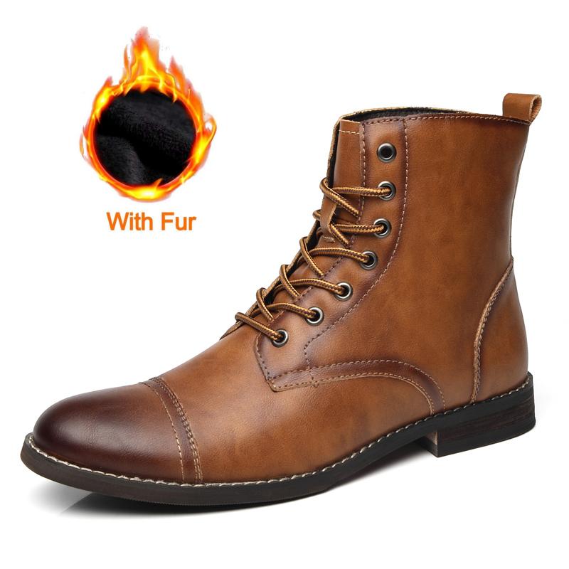 Fashion High Quality Men Winter Chelsea Casual Leather Boots Flat Designer Outdoor Waterproof Working Ankle Boots Pointed Toe Boots Men