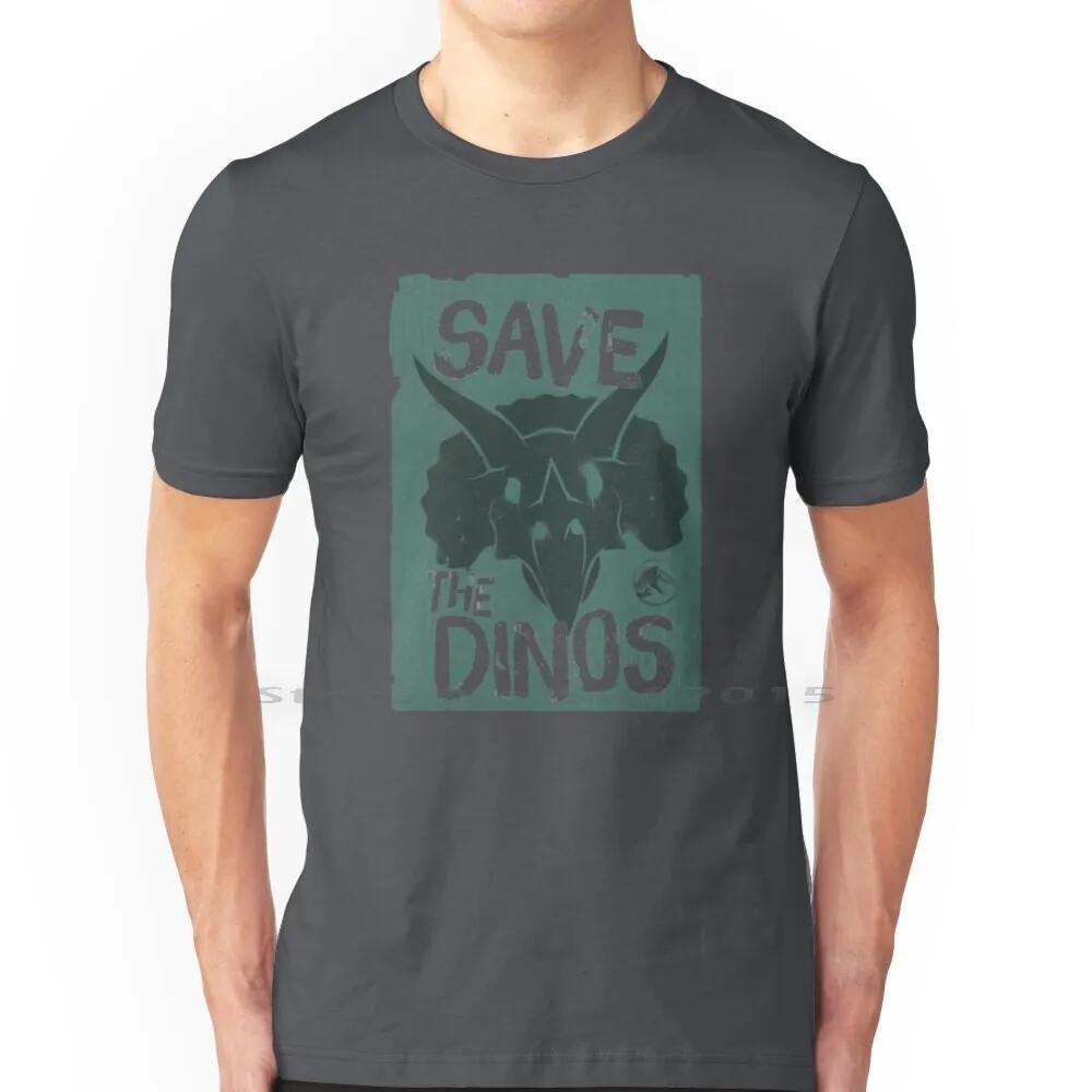 Worlldd Save The Dinos Distressed Poster T Shirt 100% Cotton Fifthsuntshirt 2020fifthsun Triceratops Save Dinos Distressed Short