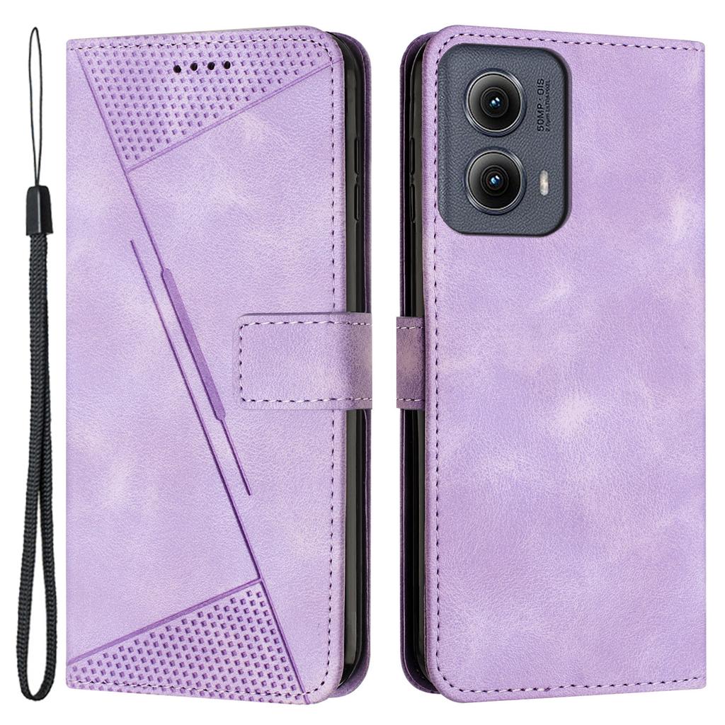 For Motorola Edge (2024) 5G Case Triangle Imprinted PU Leather Wallet Phone Folio Cover