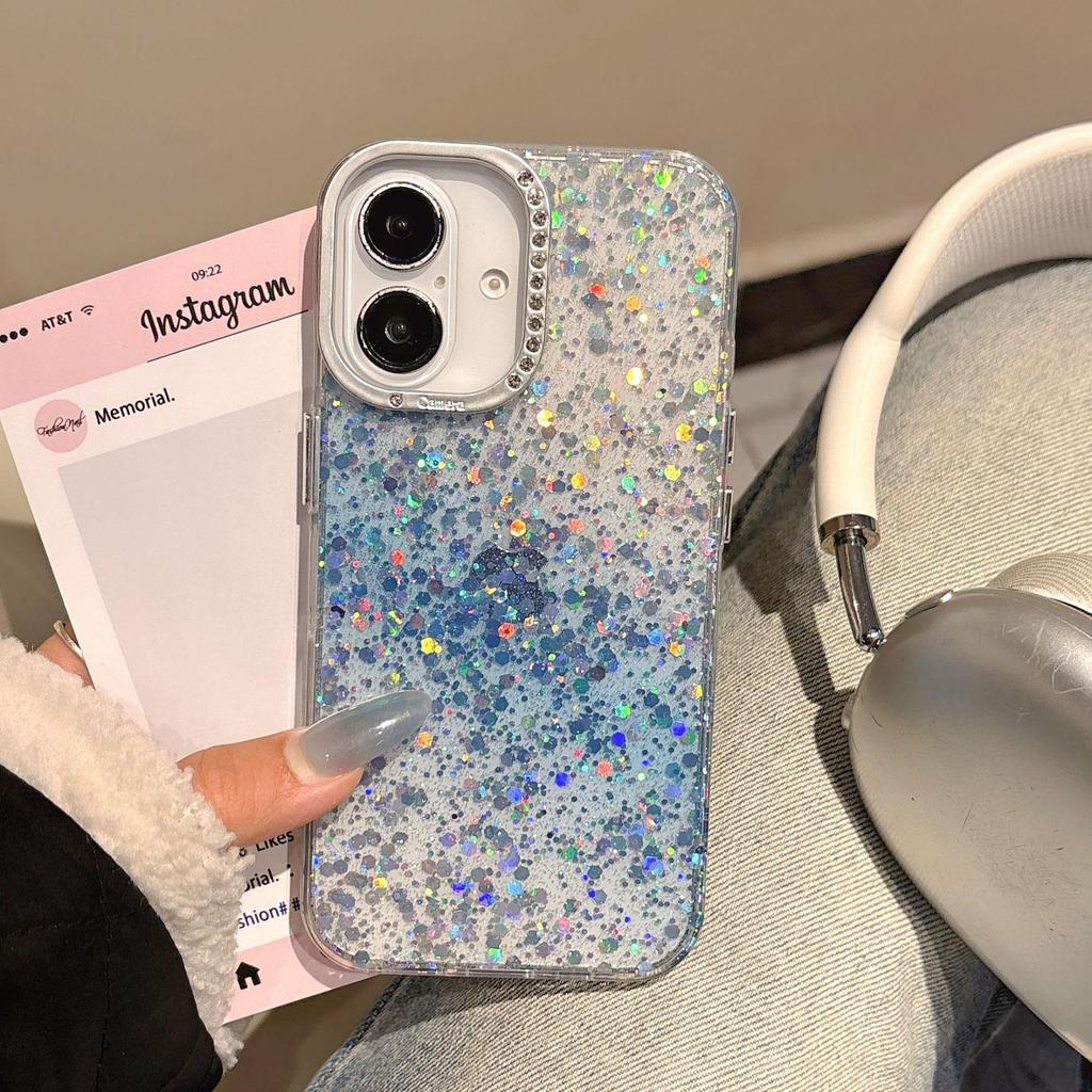 Gradient Glitter Rhinestone Case for iPhone 16/17 Pro Max with IMD Lens Protection