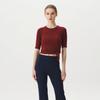 Witte Soft Ribbed Slit In-Bra Crop Short Sleeve Tee Htwts4K02T