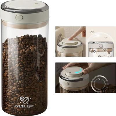 Kaffeburk Premiumglas - Lufttät Kaffebehållare med Envägs CO2-ventil och Färskhetsspårare för Förvaring av Kaffebönor