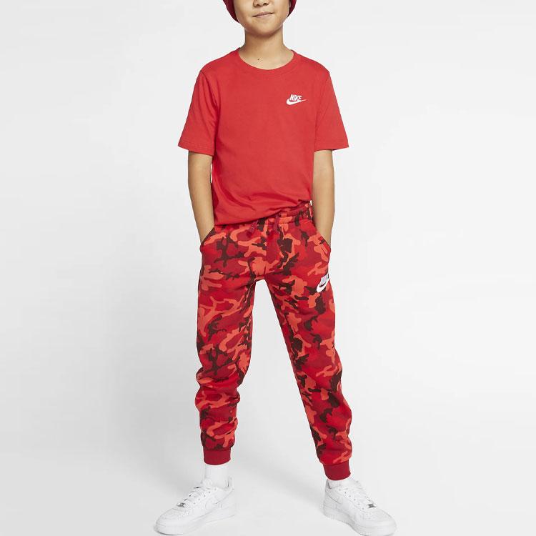 Nike Sportswear Logo Embroidered Crew Neck Short Sleeve T-Shirt Kids Tops University-Red AR5254-657