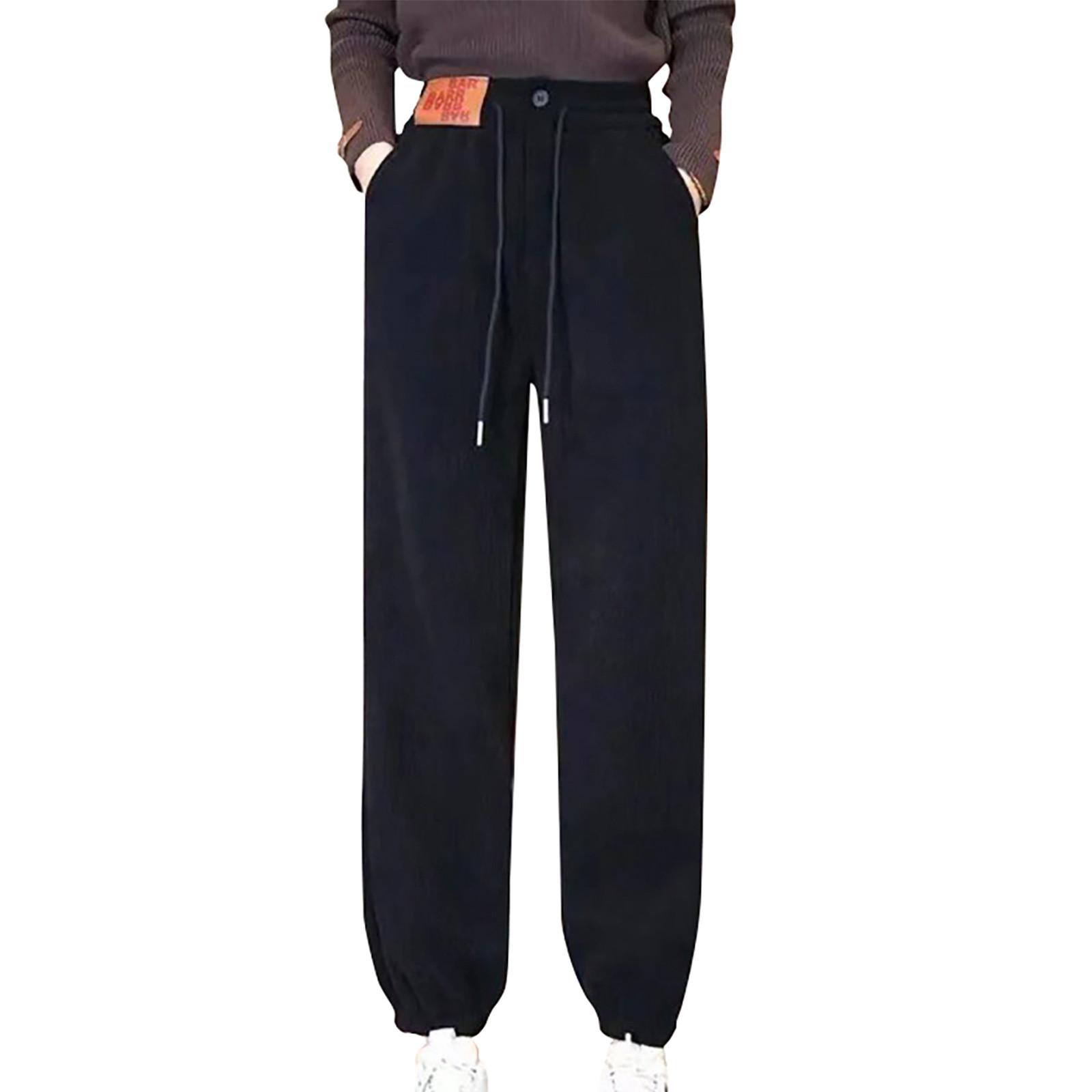 

Широкие брюки из синели для женщин, новые зимние плюшевые брюки для женщин, прямые повседневные бархатные брюки из баранины для женщин на осень XXL чёрный