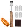 Bread Cutter French Bread Blades Kitchen Gadgets Normal Wood Long Handle Dough Scoring Knife with 5 Razor Blades Bread Cutting