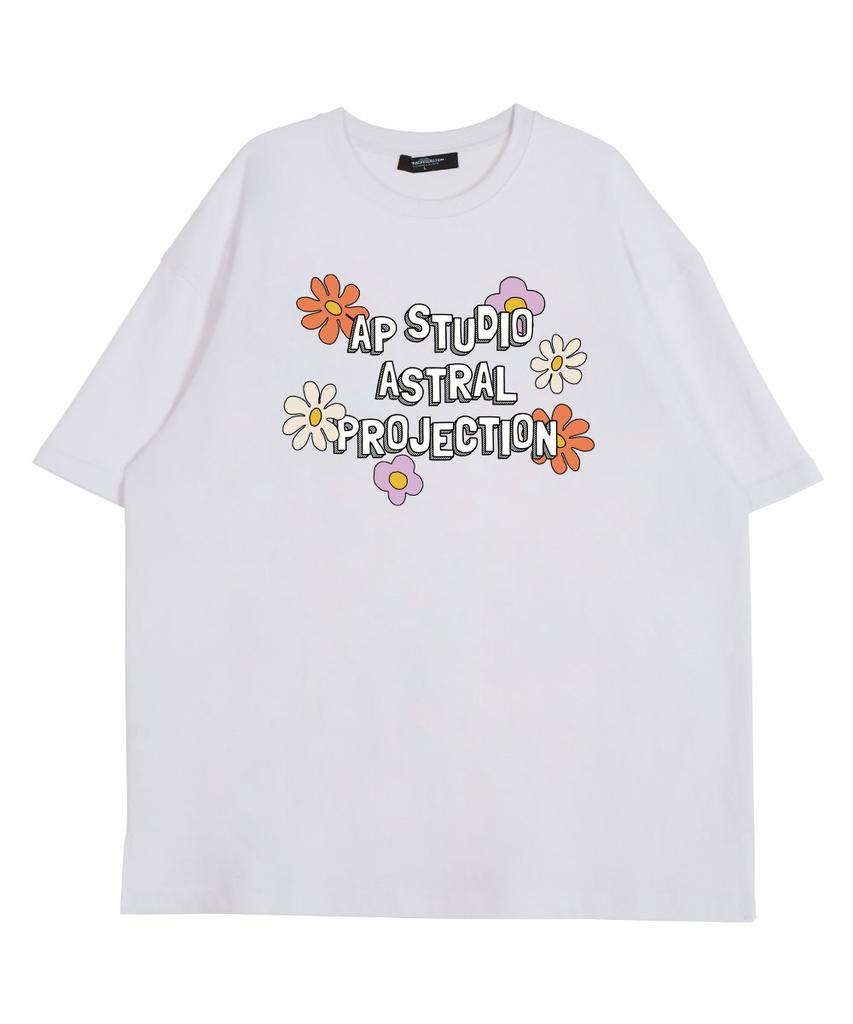 ASTRAL PROJECTION Ap Flower Round Neck 15-Count Cotton Short Sleeve T-Shirt_White